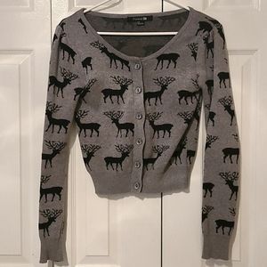 Forever 21 Cropped Reindeer sweater size small